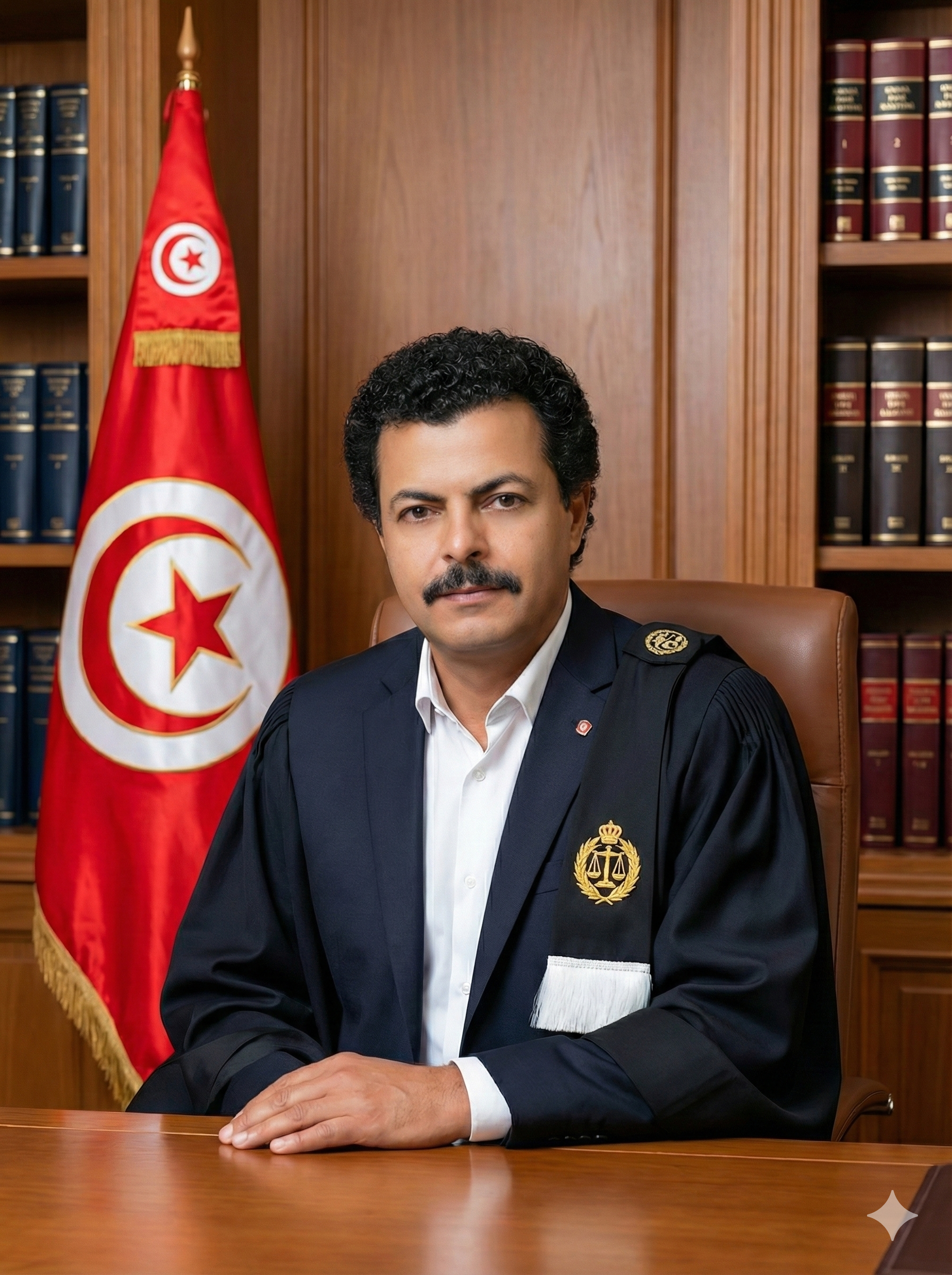 Cabinet d'Huissier de Justice à Mutuelleville, Tunis - Bureau professionnel avec drapeaux de Tunisie, France et Libye